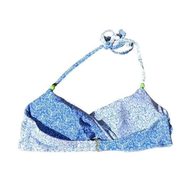 🌻Victoria's Secret Blue & White Twist Bandeau Halter Bikini Top Size XS - Picture 5 of 10